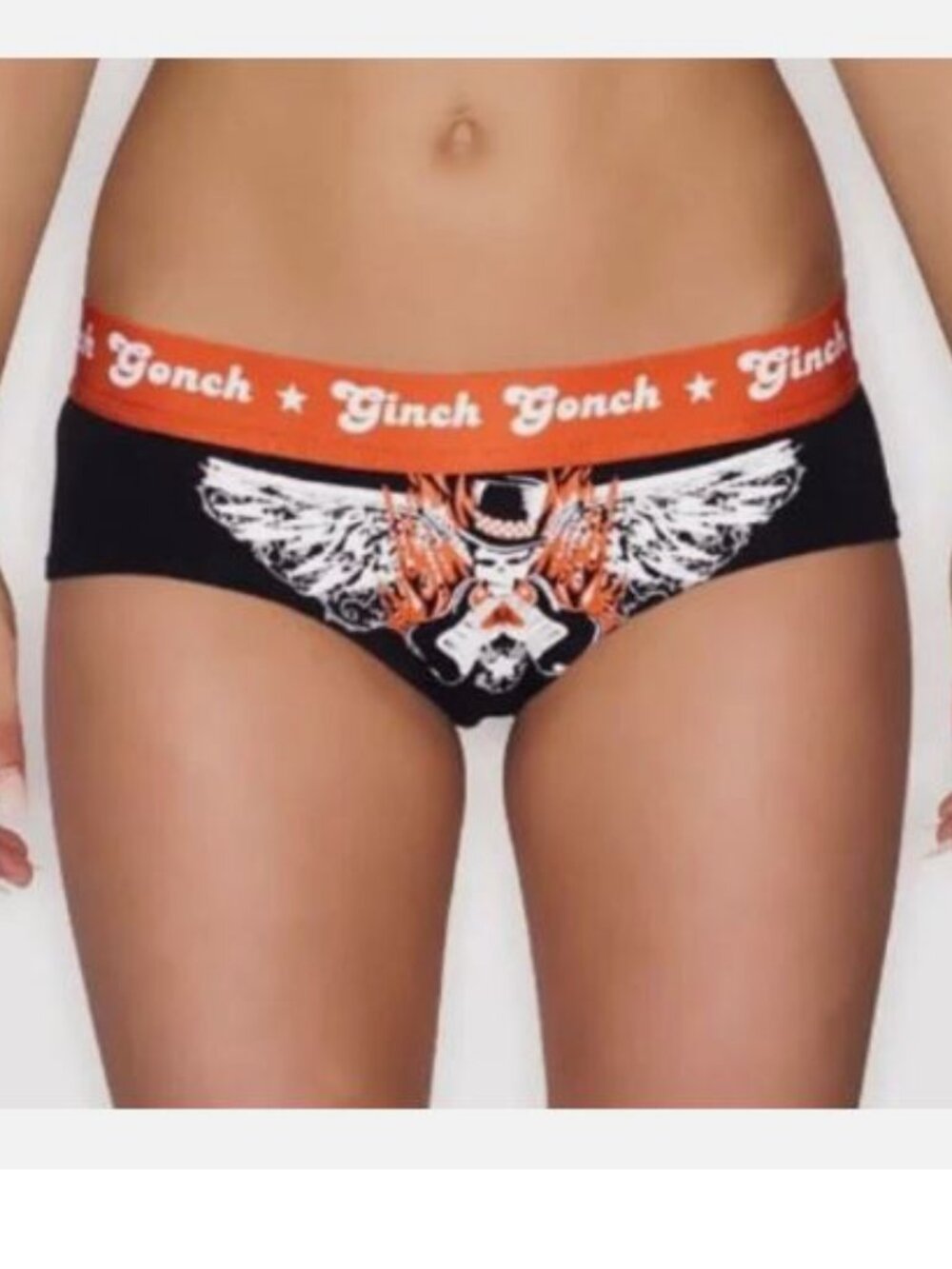 Ginch Gonch Rockstar Gogo Rock Me Panties Underwear Skull Flames Guitars L NEW
